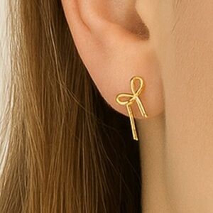 Cote d’ Argent 925 Sterling Silver Gold Plated Mini Bow Post Stud Earrings NEW